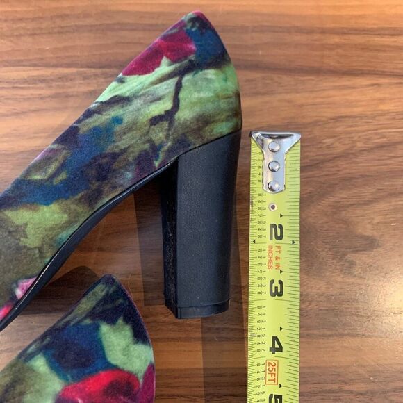 ShoesTahari stacked heel pump, EUC, sz 7 1/2, fabric upper, fuchsia, navy, sage - Picture 8 of 16